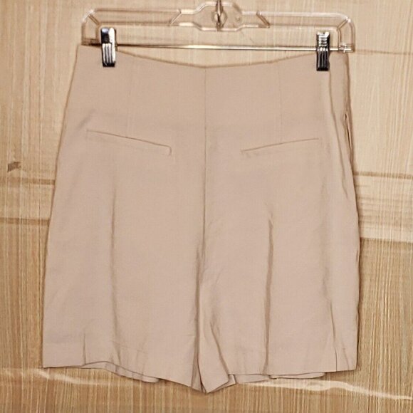 MNG Womens New Light Beige Button Front Dressy Shorts 4 - Picture 2 of 8
